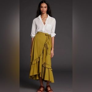 Anthropologie Maeve Constance Ruffled Maxi Skirt size Medium